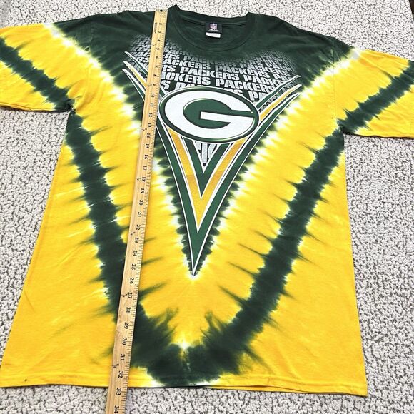 Vintage Green Bay Packers NFL Team Apparel Mens XL T-Shirt Tie Die Green Yellow - Picture 7 of 9